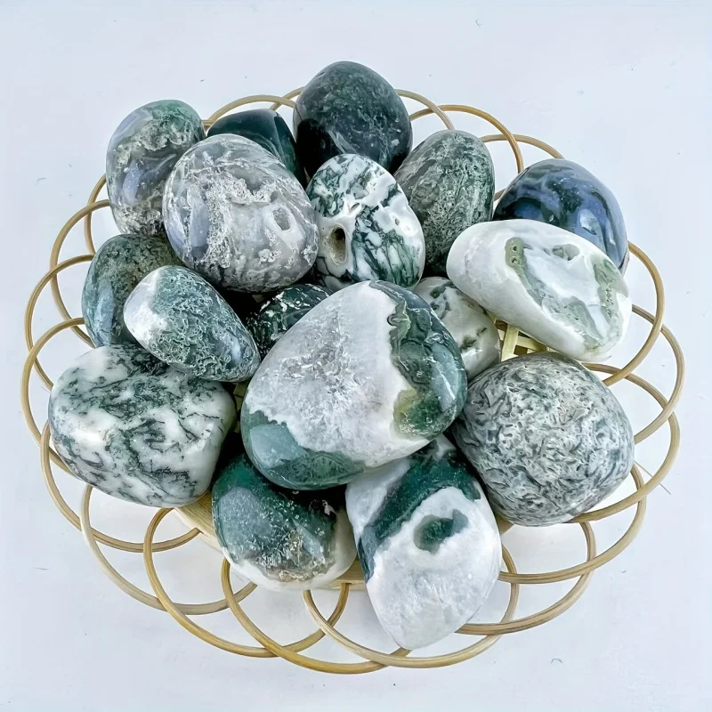 50g Moss Agate Tumble Minerals Specimen Stone Aquarium Home Decor decorative stones,tumbled stones,tumbled agates