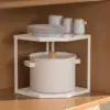 3/2 Tier Cookware Corner Rack Cabinet Organizer Bathroom Counter Storage Organizer for Kitchen Cupboard Enduring Bathroom 4