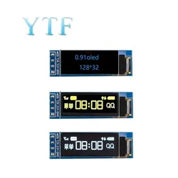 Écran LCD OLED blanc et bleu, technologie d'affichage, 0.91 pouces, 128x32, 128, 32, I2C, interface IIC, série, 0.91, 12832 SSD1306