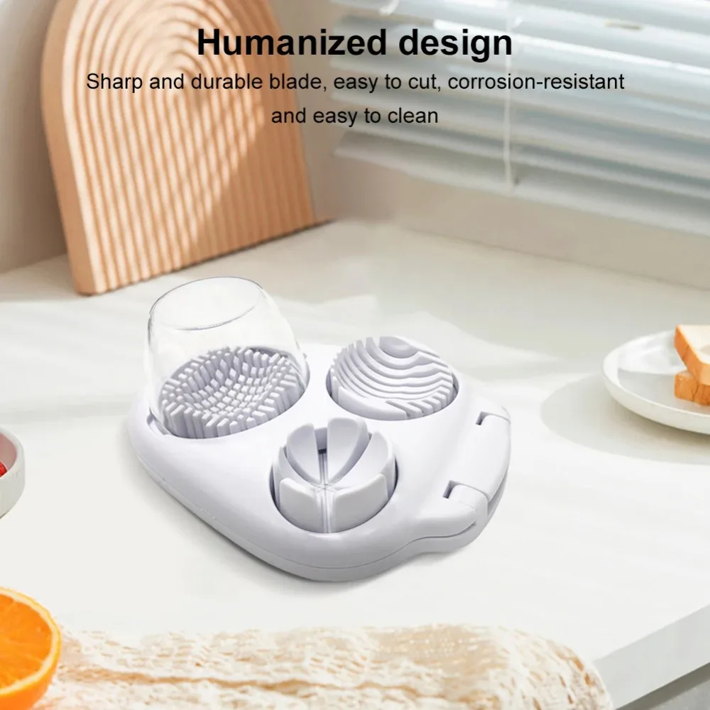 Stainless Steel 3-in-1 Egg Slicer for Hard-Boiled Eggs Multifunctional Food Processor Kitchen Chopping Tool