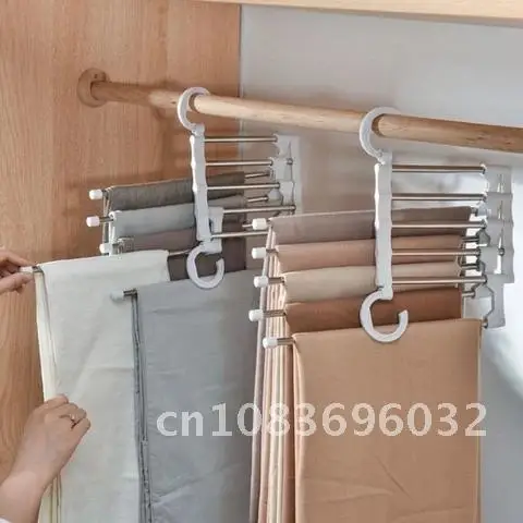 

Multi-functional Clothes Rack 5 in 1 Trouser Storage Shelf Adjustable Pants Organizer Stainless Steel Hanger Closet Storage Rack