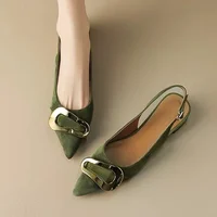 Sandales pointues en daim pour femmes, pantoufles provoqué de créateurs, chaussures décontractées, slingback, mode Parker, nouveau 1