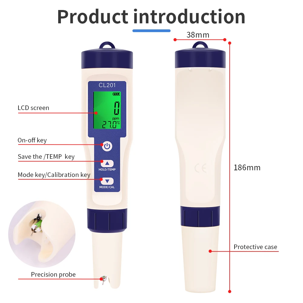 S70a6fb57147f40818a0aa1a3abb841acW 5 in 1 Chlorine Meter Pen Water Quality Detector PH, H2, ORP TEMP CL2 Tester Multi-function Spa Swimming Pool Chlorine Monitor Mallzona