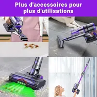 Aspirateur balai sans fil Blossom DSV112A 50000Pa 550W, tube pliable à 180°, écran tactile, autonomie 55 min, brosse anti-emmêlement, filtration HEPA, éclairage LED, aspirateur pour poils d’animaux sols durs tapis 4