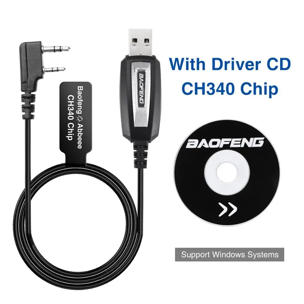 Programming Cable Baofeng 2 Pins Plug USB Programming Cable for Baofeng UV-5R UV-21 13 BF-888S Quansheng K5 K6 Walkie Talkie FTDI Upgrade Cable