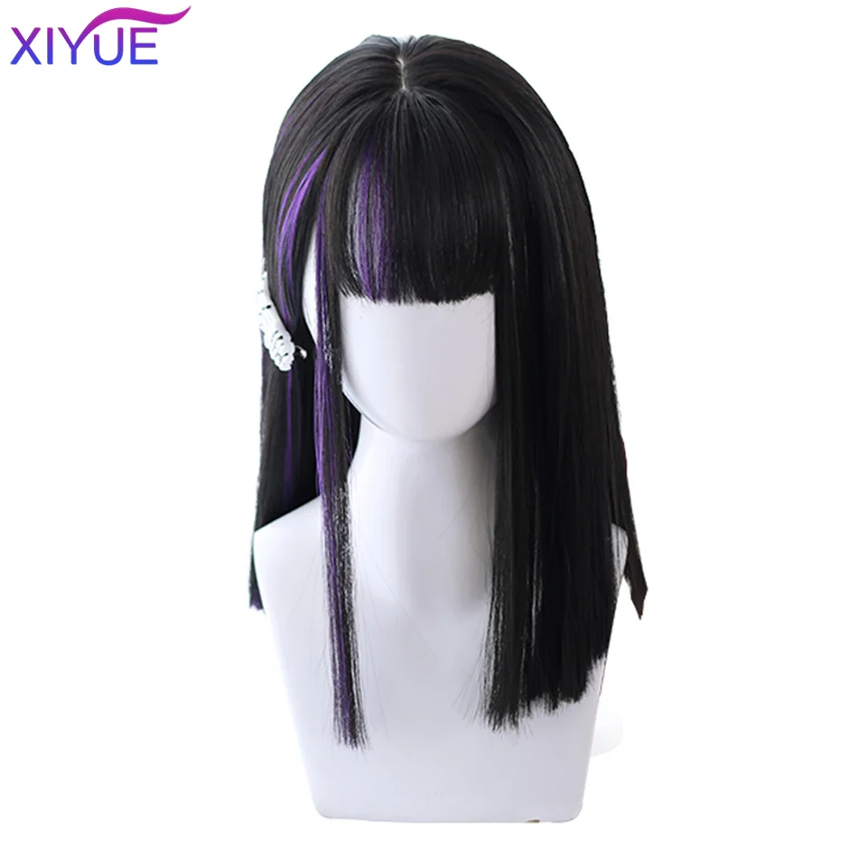 XIYUE Black Ombre Purple Short Bob Synthetic Wigs For Women Natur synthet Blonde Cosplay Synthet Natural Hair Lolita Pelucas