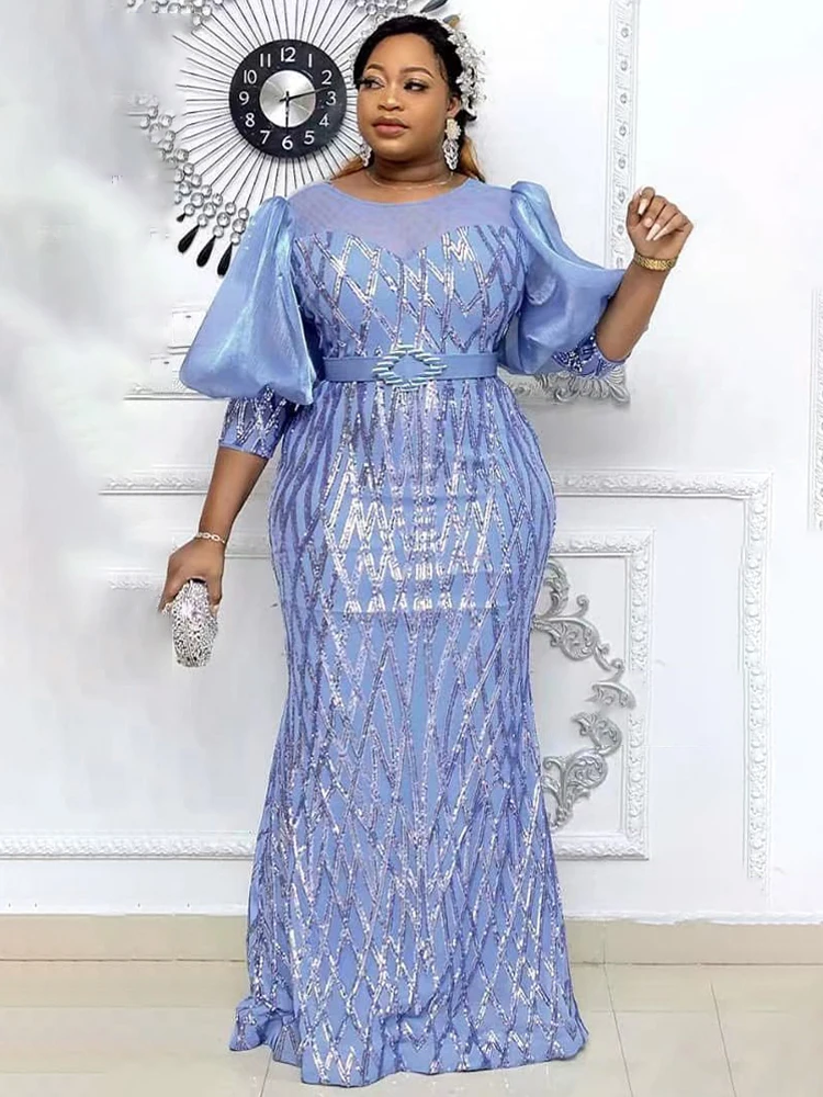 

Wedding Party Prom Dress Dubai African Women Luxury Sequin Mermaid Long Dress Ankara Dashiki Turkey Clothes Formal Occasion Gown