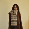 Women's Rainbow Stripe Knitted Warm Scarf Faux Cashmere Sweet Colorful Shawl Winter Plush Sense Wool Blend Soft Scarves Gifts