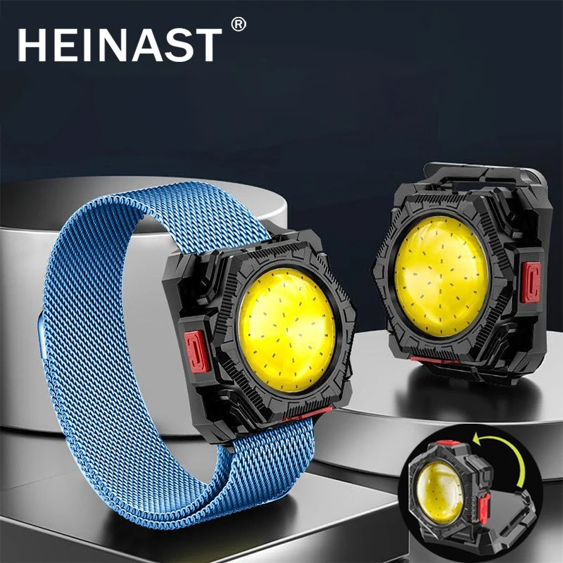 

Multifunctional COB Headlamp Mini Portable Head Flashlight USB C Rechargeable Watch Light Night Running Waistpack Warning Light