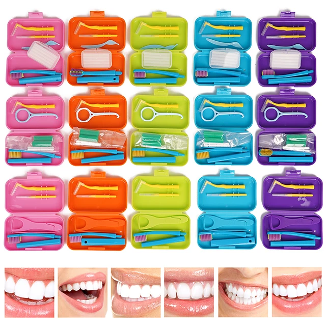 Portable Cleaning Set Teeth Interdental Brush Tongue Scraper Orthodontic Wax Aligner Chewies Braces Extractor Oral Hygiene Tool 1
