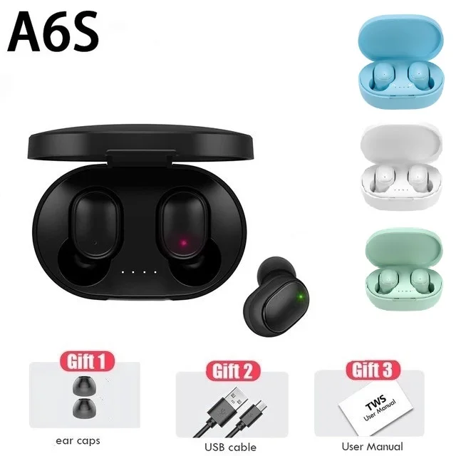  Original A6S TWS Headset Wireless Earphones Bluetooth Headphones Sport Stereo Fone Bluetooth Earbuds for Xiaomi Huawei IPhone 