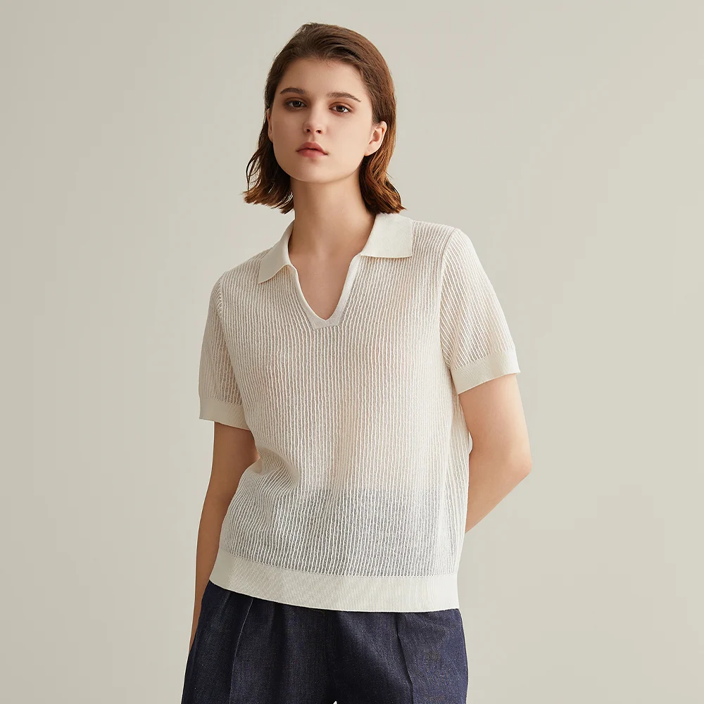 BC657 Luxury Brand Women's Clothing Fashion Ladies Knitted Pullover Linen Silk Polo Shirts Sweaters For Woman 4