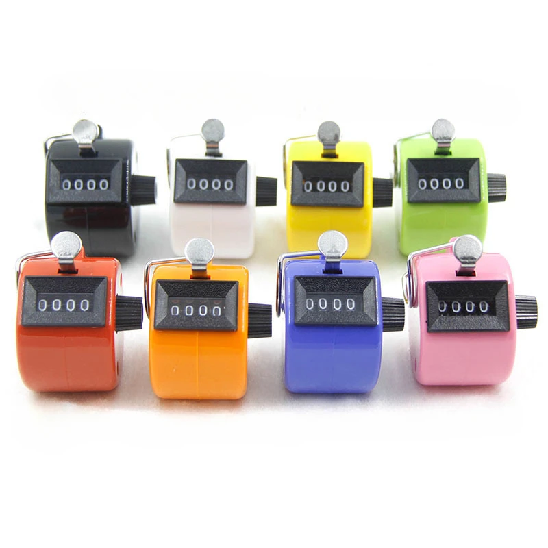 

4 Digit Number Counters Plastic Shell Hand Finger Display Manual Counting Tally Clicker Color Shell Timer Soccer Golf Counter