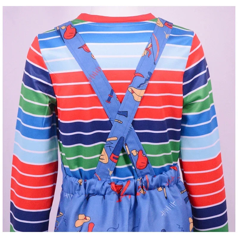 Chucky disfraz de Halloween para niรฑos y adultos, disfraz de Chucky para niรฑos pequeรฑos, disfraces de cosplay de terror para Halloween