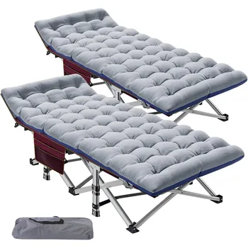 ABORON 2 Pack Folding Camping Cot W/Mat 1