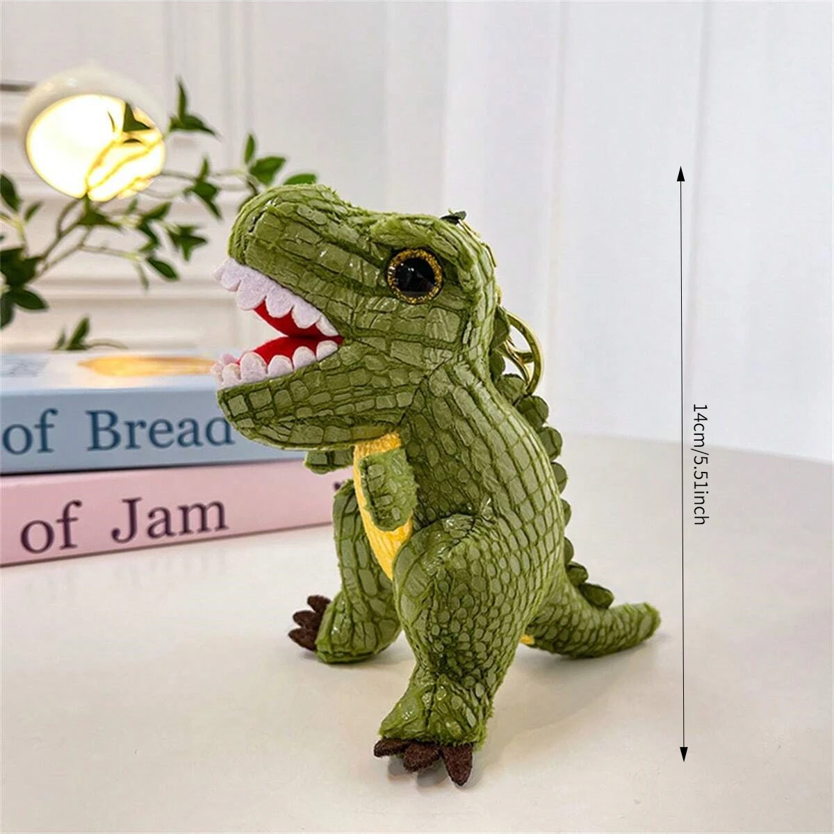Dinosaur Plush Keychain Soft Stuffed Animal Key Ring, 14cm Cute Bag Accessory for Backpack