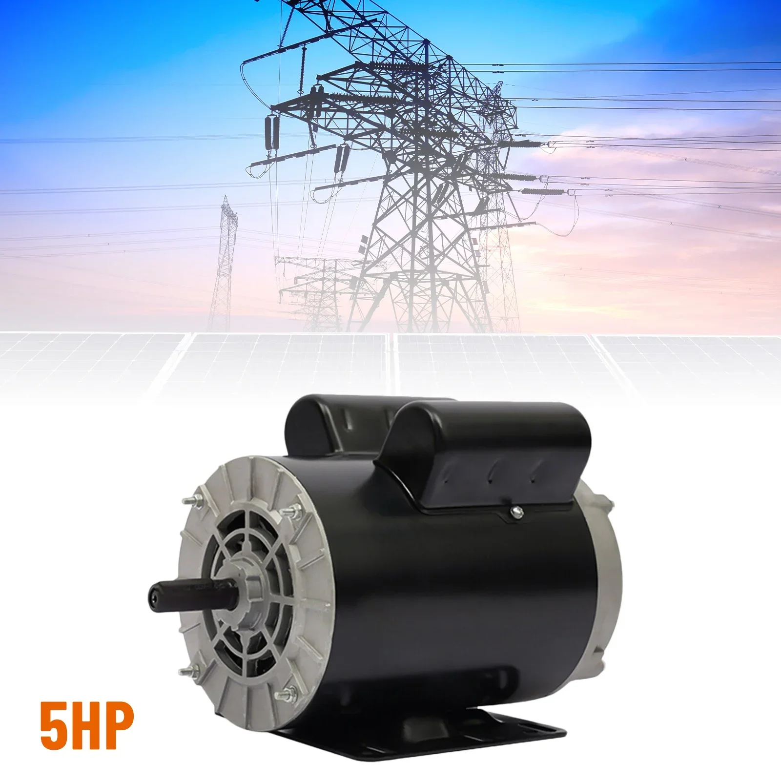 AC Air Compressor Motor With Safety Protection 5HP SPL 3600RPM 60Hz Electric Applications 208-230Volts One Phase 5/8 Inches