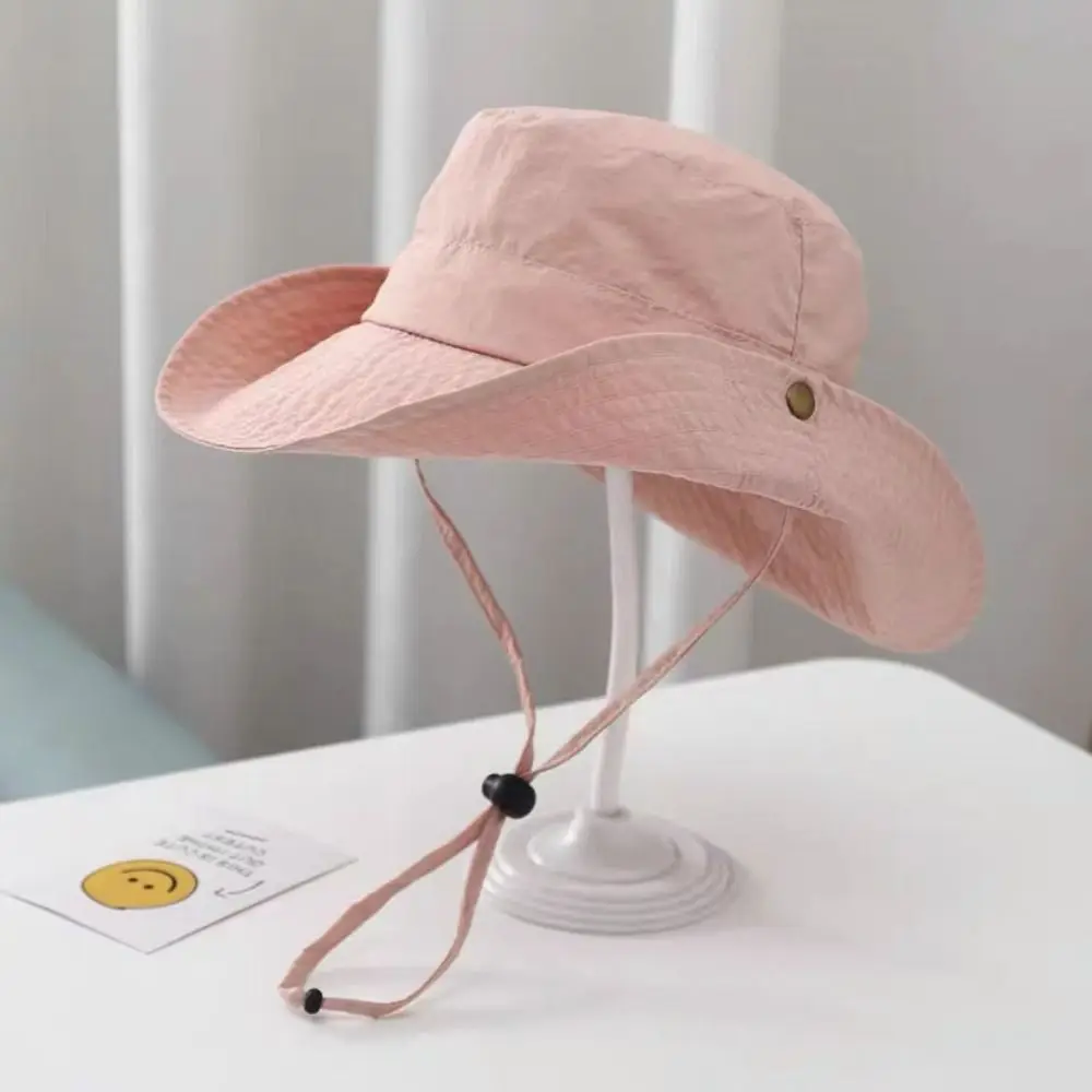 Soft Drawstring Candy Color Bucket Hat Korean Style Anti-UV Children's Fishmen Hat Quick-dry Casual Summer Sun Hat Boy/Girls