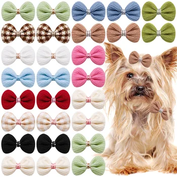 Horquilla para el pelo para s y gatos, pinzas para el pelo con lazo a cuadros de Color sólido, accesorios de aseo para s, 20 piezas