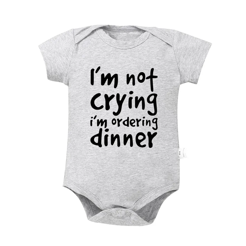 Baby I'm Not Crying 2024 Newborn Baby Bodysuits Summer Boys Girls Romper Body Pregnancy Reveal Clothes 4