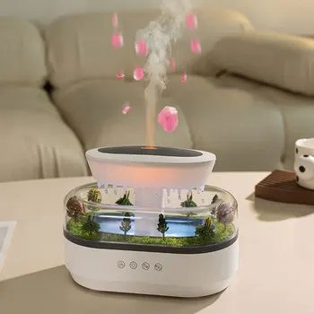 Rain Cloud Air Humidifier Water Drip Micro Landscape Cool Mist Humidifier with 7 Night Light Aromatherapy Diffuser for Bedroom 4