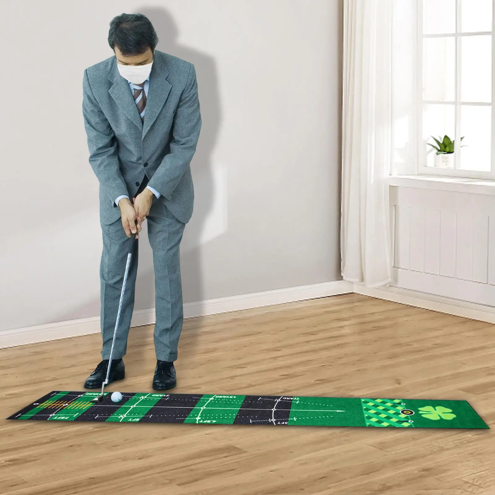 

Portable Golf Putting Mat Golf Practice Rug Golf Putter Trainer Training Aid