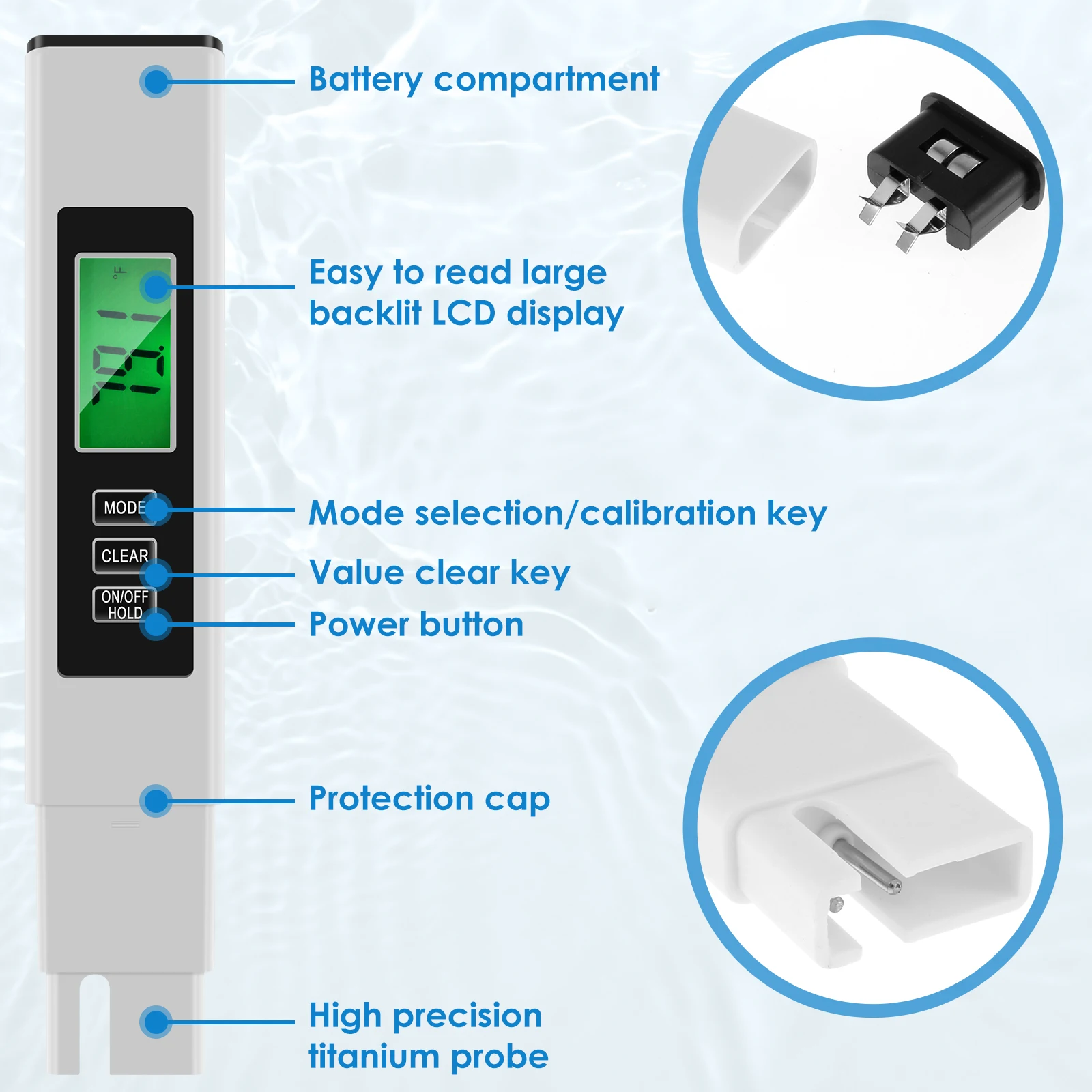 1/2 Pcs Accurate Water Quality Tester Fast and Easy TDS Water Meter Multipurpose Digital Water Test Meter for Drinking Aquarium