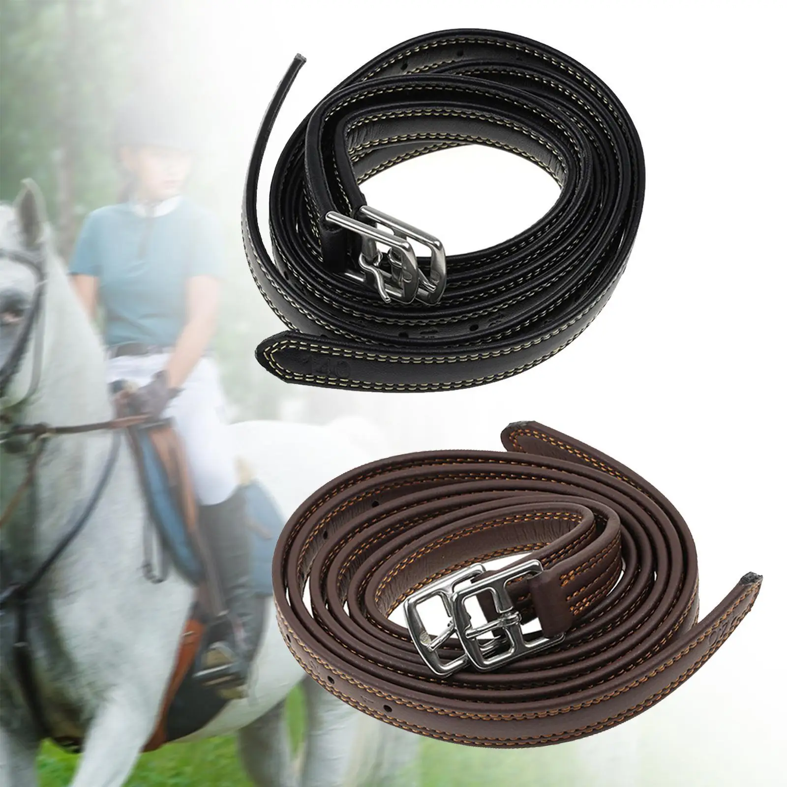 2x English Stirrup Leathers Stability Soft 53.15inch Length Equestrian Gear