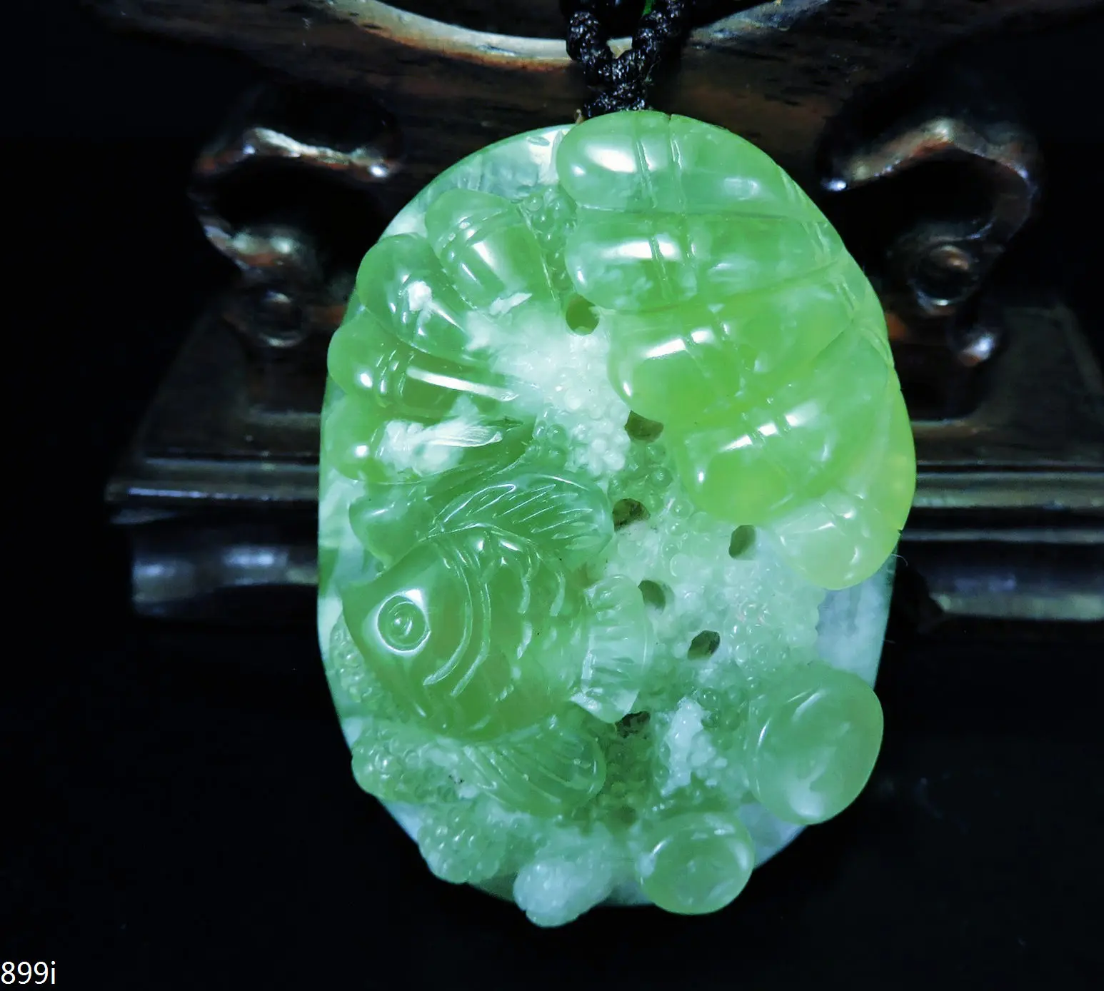 

Jade Jewelry Natural Jade Pendant Necklace Hand-Carved angel fish&seashell&coral Jadeite Necklace Pendant Gift No Treatment 899i