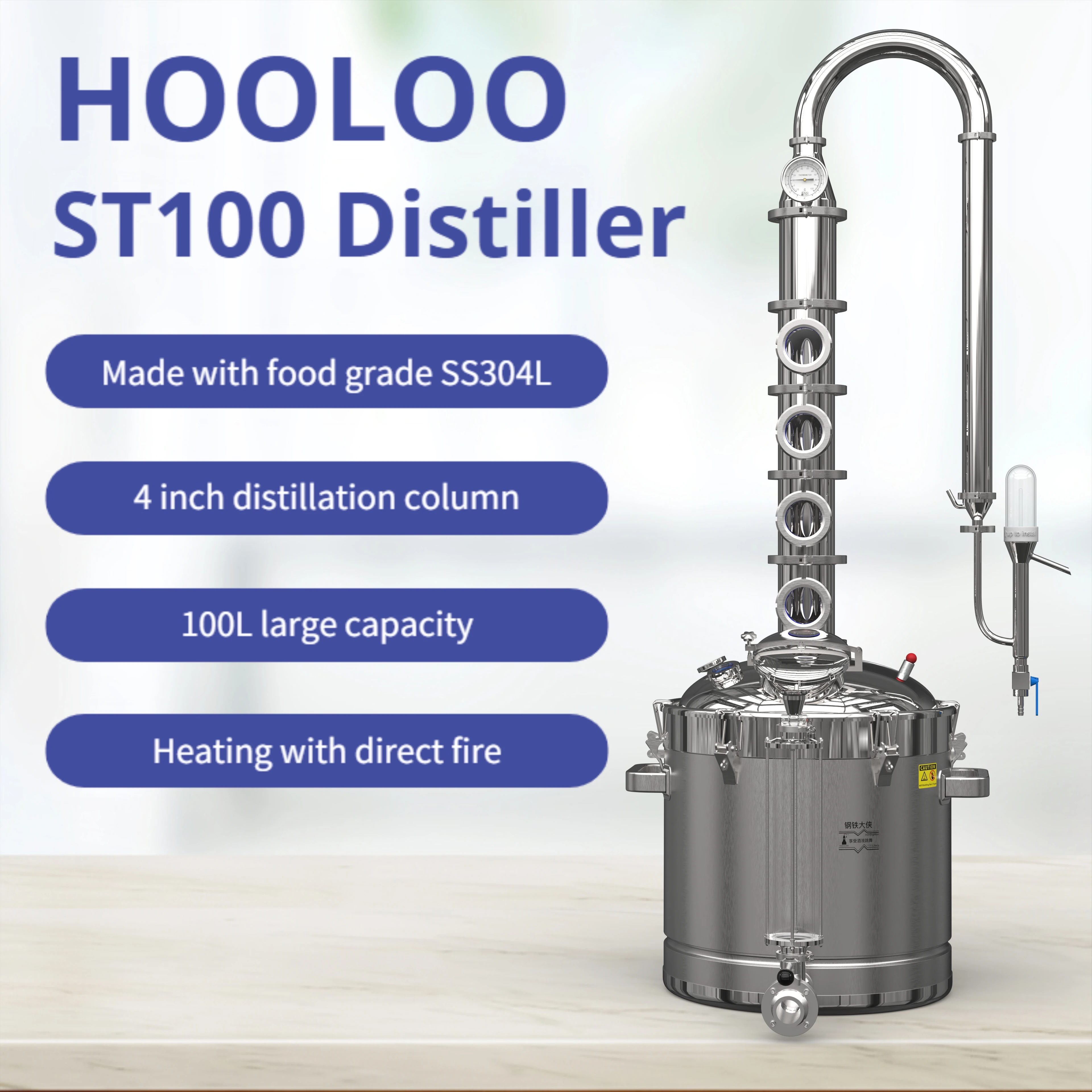 VEVOR Moonshine Still Distiller 12.3 L Alcohol Distiller Moonshine Still 35x35x33cm Moonshine Wine Still Distiller Made of Stainless Steel and Red Copper for Distilling Fruit Wine, etc