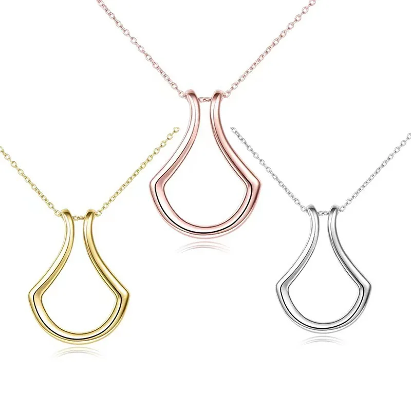 1PC Fashion Necklace Geometric Simple Ring Holder Ring Pendant Necklace for  Man Women Jewelry Silver Color Gold Color 45cm Long - AliExpress