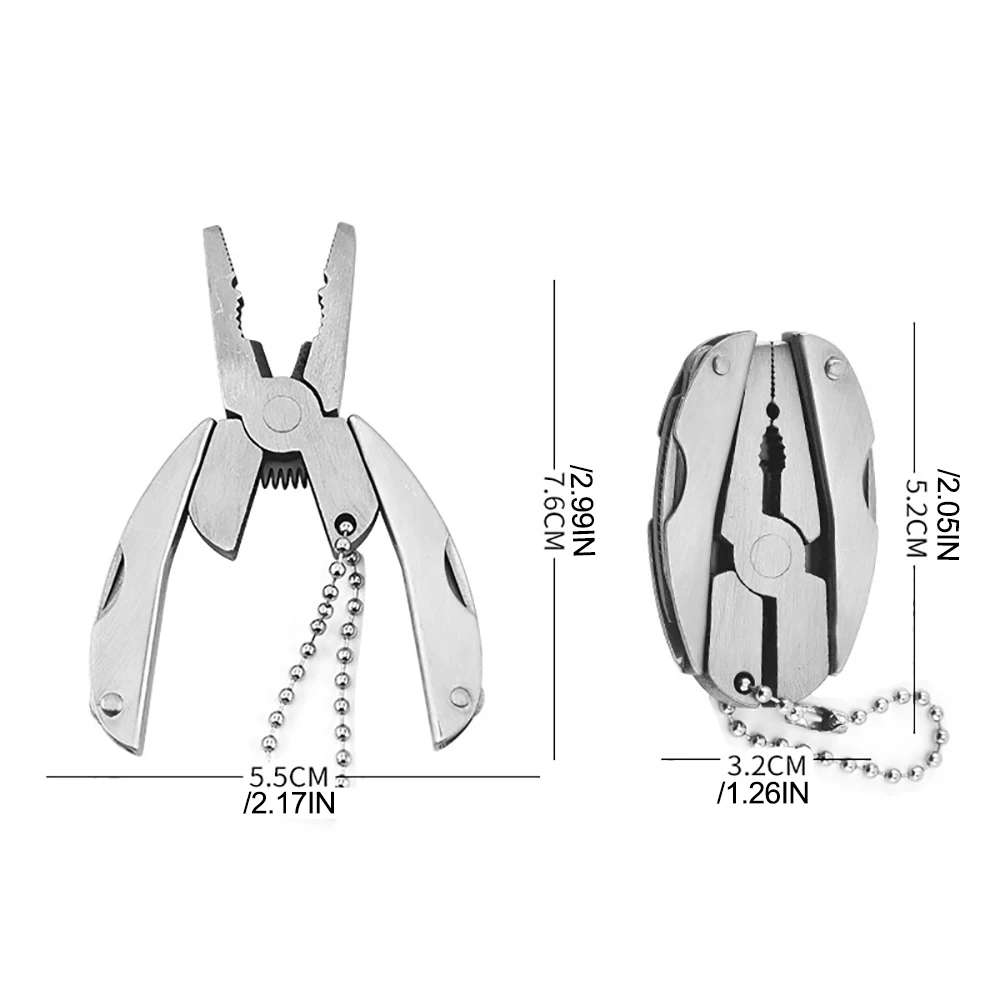 Compact Stainless Steel Multi-Tool Keychain with Pocket Folding Pliers for Outdoor and Everyday Use