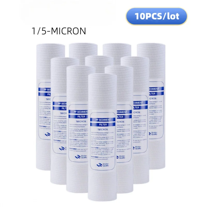 

10pcs 10 INCH 1&5 Micron 120g/tablet PPF/Sediment Water Purifier Front Filter Cartridge Replacement Reverse Osmosis