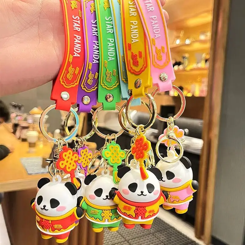 

30Pcs Cartoon Panda Keychain Exquisite Panda Keyring Couple Bag Pendant Cartoon Doll Pendant Car Key Chain