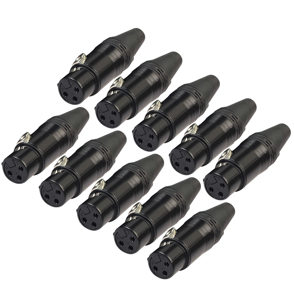 10pcs DIY Microphone XLR 3Pin Female Connector Cable Solder Plug Adapters