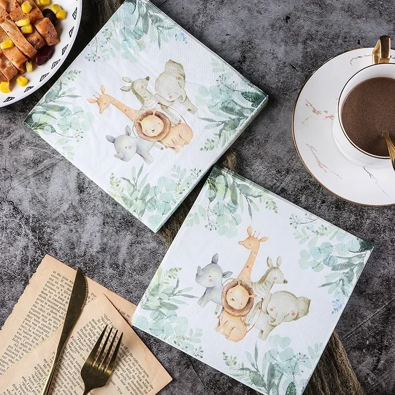 20pcs/pac 2-ply Colorful Printing Napkin Birthday Party Tissue Paper Food Grade Mother and Baby Available Paper Placemat