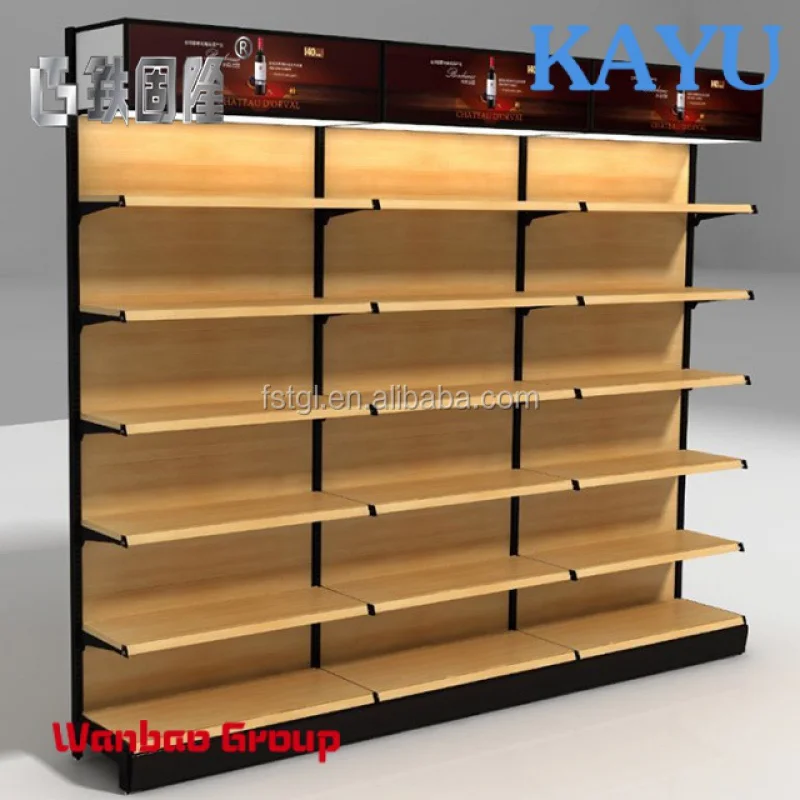 Custom  Custom sized steel and wood retail store display shelf single sided shelf of shop racks