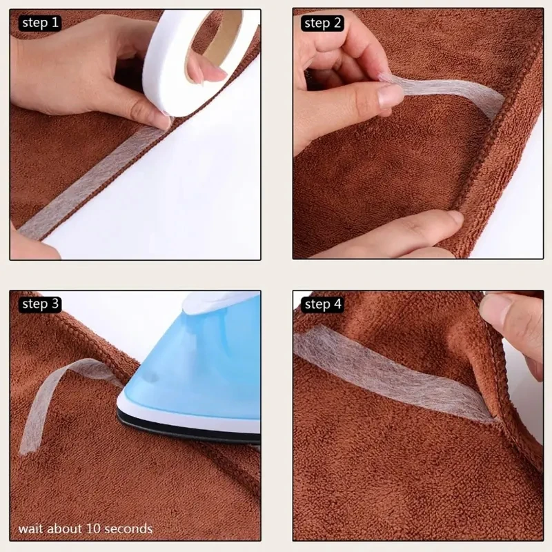 Adhesive Interlining Fabric 64 Meters Black White Double-sided Iron on Hem Tape Interlining Web DIY Sewing Accessories