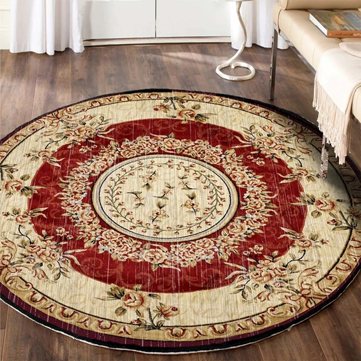 

Persian Carpet Living Room Round Rug Bedroom Home Decor European Retro Pattern Non-slip Floor Mat Machine Washable Area Rugs