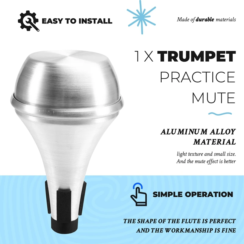 New-Weaker Beginners Practice Straight Body Mute Accessories Portable Mute Aluminum Alloy Trumpet