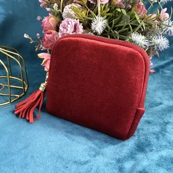 Compact Travel Jewelry Organizer - Portable Zippered Case for Necklaces, Rings & Bracelets, Stylish and Convenient Storage Solution for Women (Red)