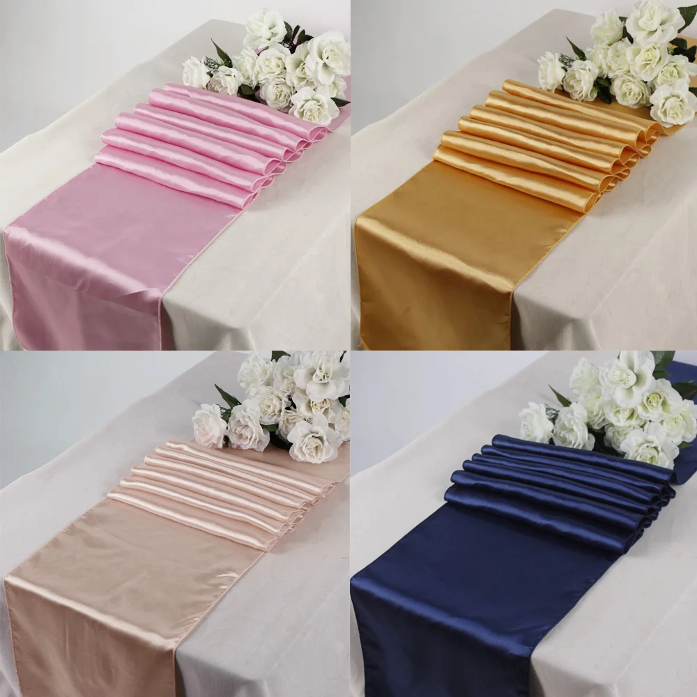 

25pcs Satin Table Runner Solid Color Table Runners for Banquet Party Wedding Event Home Decoration Table Cover 12" X 108"