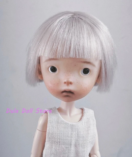 人毛ウィッグ ｟頭囲33cm｠フランス製 ビスクドール用 ウイッグ Dula ドールウィッグ Landoudou Landazz ブルービーン 6 点 16