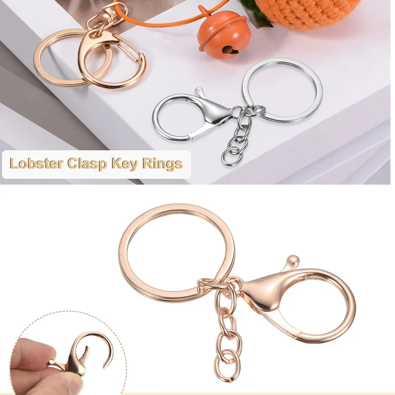 100PCS Swivel Clasps Lanyard Snap Hooks with Key Rings Key Chain Clip Hooks Lobster  Claw Clasps for Keychains Jewelry DIY Crafts - AliExpress