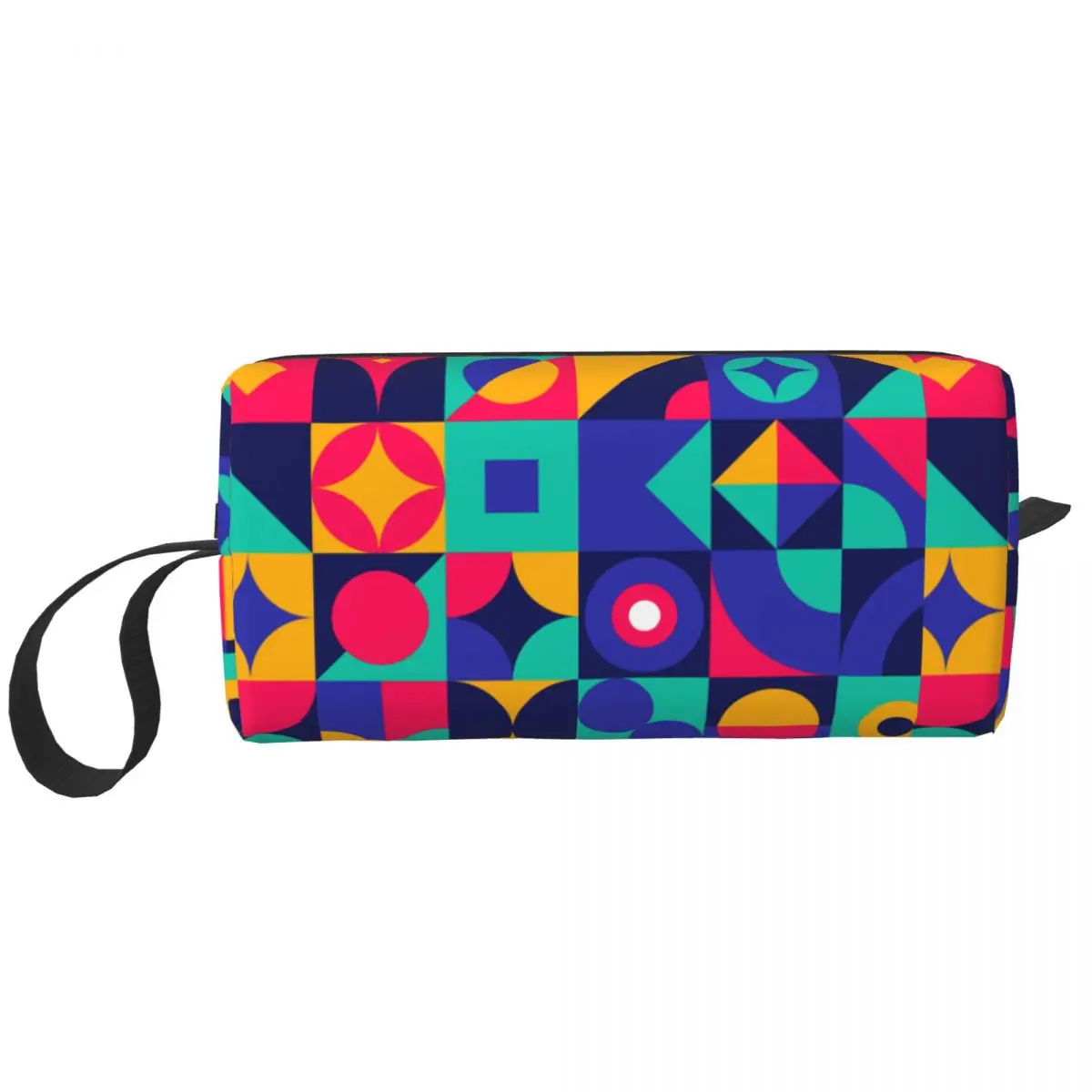 

Bauhaus Color Block Geometric Modern Travel Cosmetic Bag Women Minimalist Toiletry Makeup Organizer Ladies Storage Dopp Kit Box