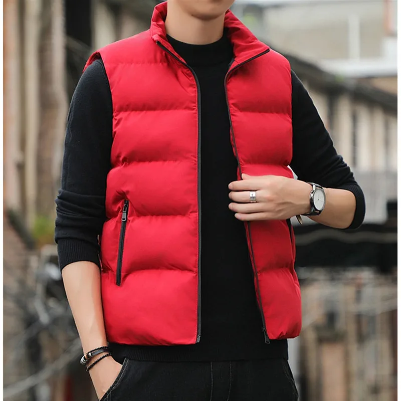 UHYTGF Quality Down Cotton Vest Men's Sleeveless Casual Warm Spring Autumn Parka Waistcoat Coat Male Trendy Young Men Jacket 138