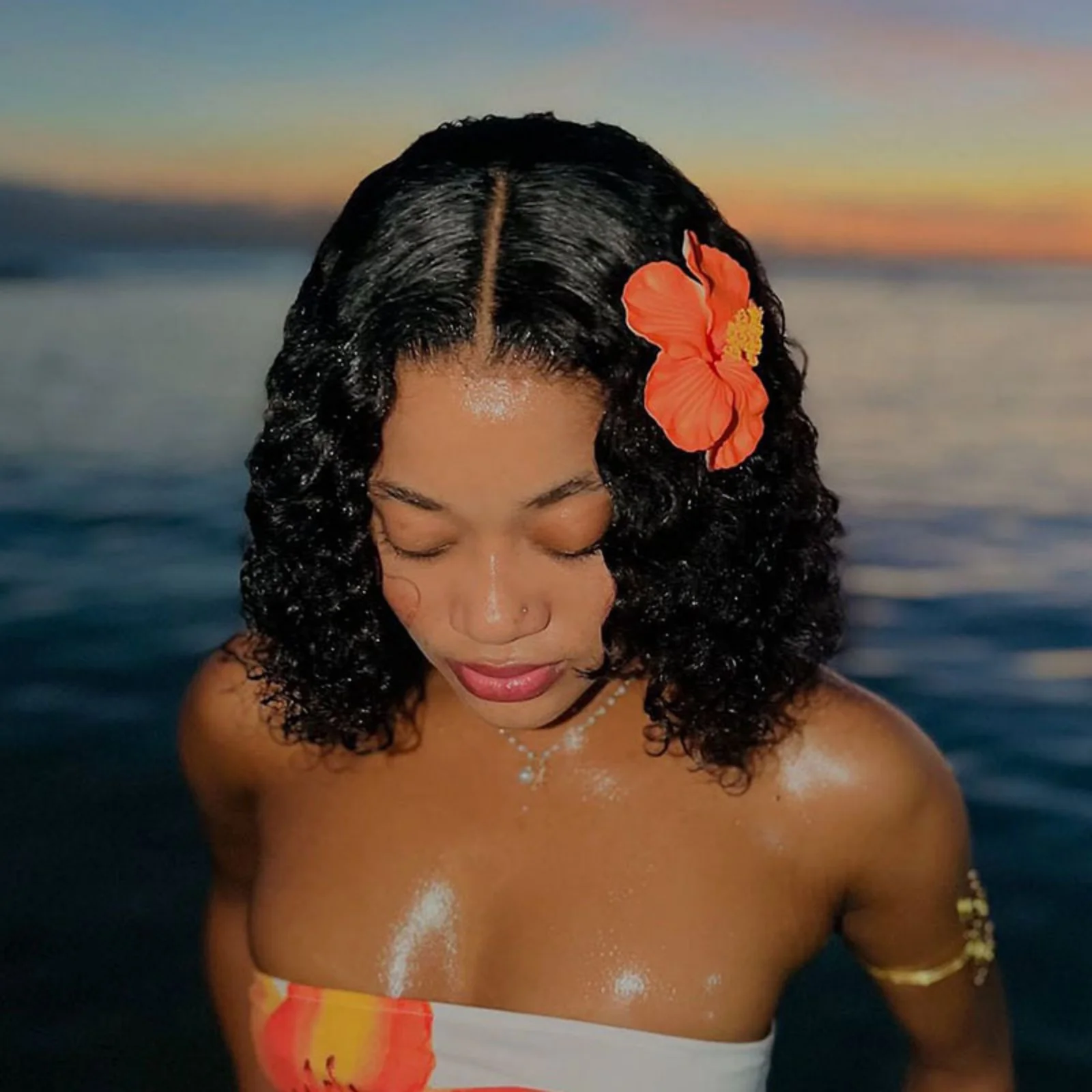 1PC  Hibiscus Flower Hair Clips, White, Orange & Red, Tropical Hair Accessories for Beach & Summer Looks