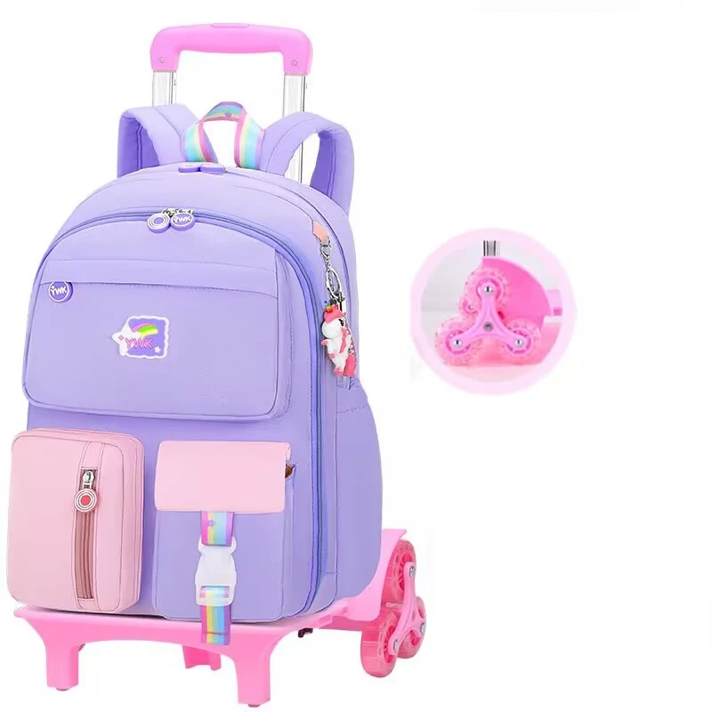 Girls School Trolley Bag Rolling Backpack bag for Girls School Wheeled Bags Wheels Rolling Luggage Backpack bag Waterproof Girls 1