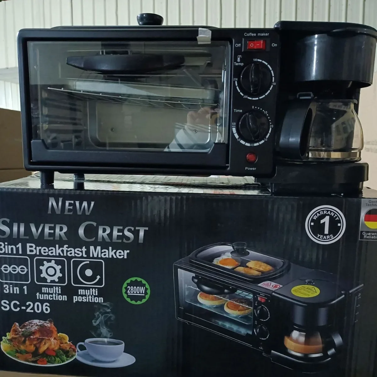 Three-in-one breakfast machine household multi-function toaster oven coffee machine bread machine 2