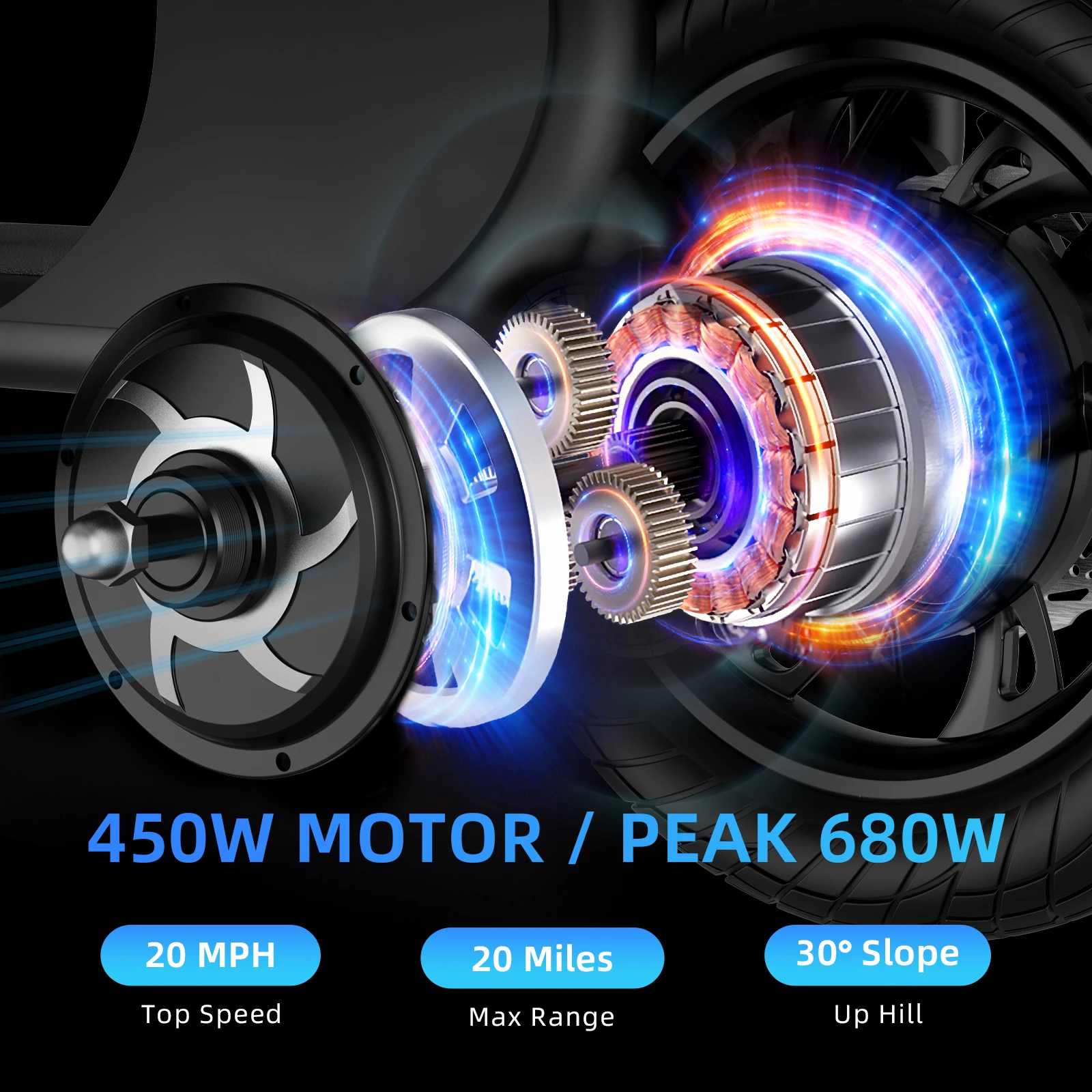 HEZZO Folding Electric Scooter 630W Peak Motor 15.5mph Max Speed 14 inch Folding Electric Bike W/ 36V 8Ah Battery Range 31 Miles